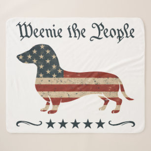 Weenie The People Dachshund 4th Of July Sherpa Blanket