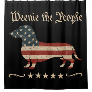 Weenie The People Dachshund 4th Of July Shower Curtain