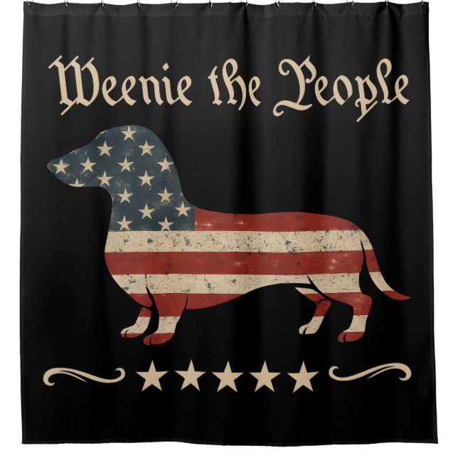 Weenie The People Dachshund 4th Of July Shower Curtain (Front)