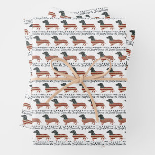Weenie The People Dachshund 4th Of July Wrapping Paper Sheet