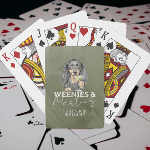 Weenies and Martinis Dachshund Illustration Playing Cards