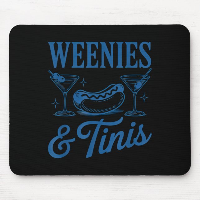 Weenies And Tinis Hot Dogs With Martini Tail Party Mouse Mat (Front)