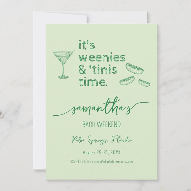 Weenies & Tinies Martini Bachelorette Bach Weekend Invitation (Front)
