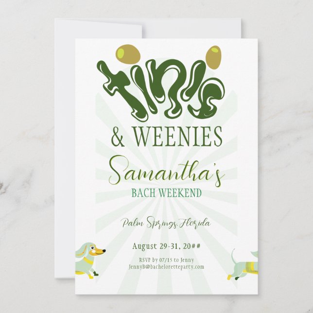 Weenies & Tinies Martini Bash Bachelorette Weekend Invitation (Front)