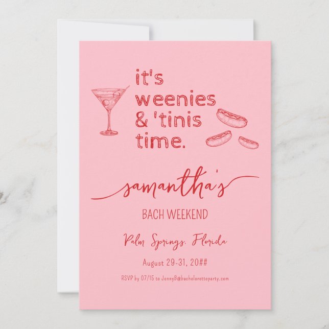 Weenies & Tinies Red Bachelorette Bach Weekend Invitation (Front)