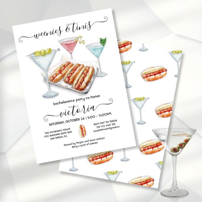 Weenies & Tinis Bachelorette Birthday Invitation (Creator Uploaded)