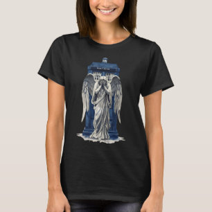 Weeping Angel with Blue Police Box 1 T-Shirt