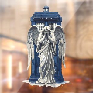 Weeping Angel with Blue Police Box 1 Window Cling