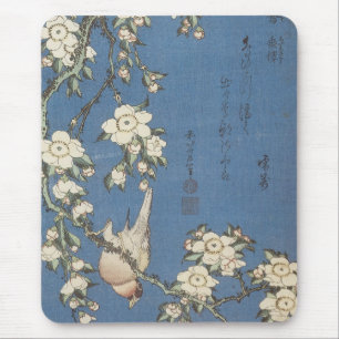 Weeping Cherry and Bullfinch, Hokusai, 1834 Mousep Mouse Mat