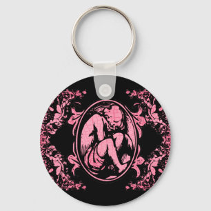 Weeping Cherub in Pink Key Ring
