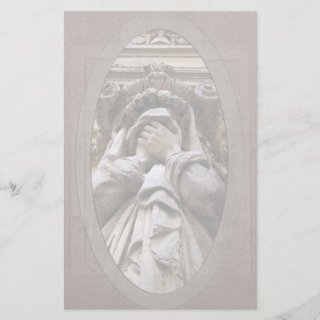 Weeping Funerary Sculpture Funeral Stationery (Front)