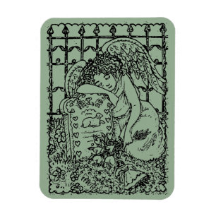 WEEPING GUARDIAN ANGEL, CEMETERY, DEEPEST SYMPATHY MAGNET