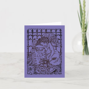 WEEPING GUARDIAN ANGEL, CEMETERY MOURNING SYMPATHY CARD