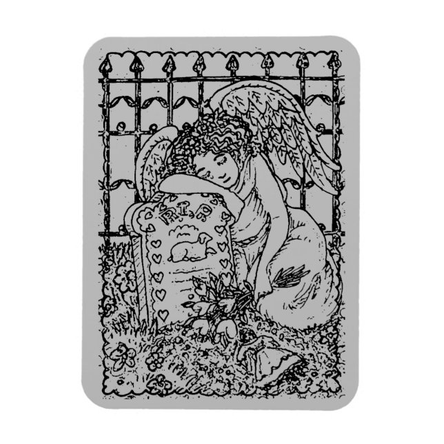 WEEPING GUARDIAN ANGEL, CEMETERY MOURNING SYMPATHY MAGNET (Vertical)