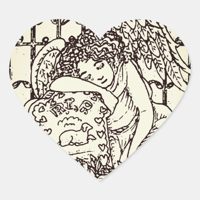 WEEPING GUARDIAN ANGEL CEMETERY STICKERS SHEET Hrt (Front)