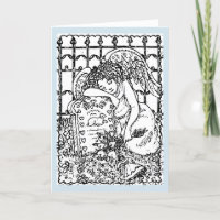 WEEPING GUARDIAN ANGEL, SYMPATHY CARD Blank