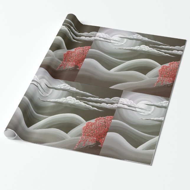 Weeping Red Tree Wrapping Paper (Unrolled)