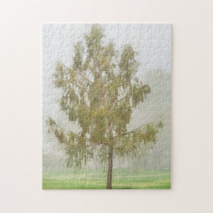 Weeping Tree in Fog Art Puzzle
