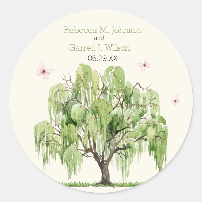 Weeping Williow Wedding Sticker (Front)