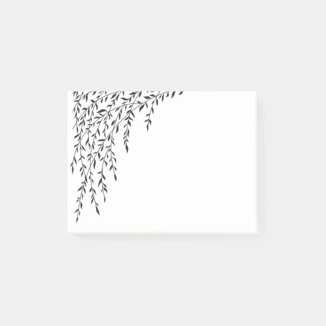 Weeping Willow Black White Branch Leaves Tree Post-it Notes (Front)