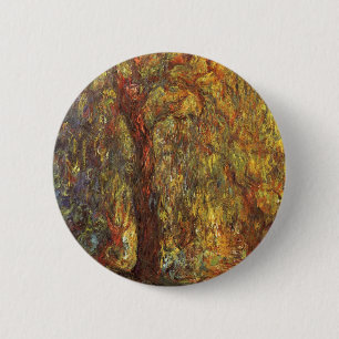 Weeping Willow by Claude Monet, Vintage Fine Art 6 Cm Round Badge