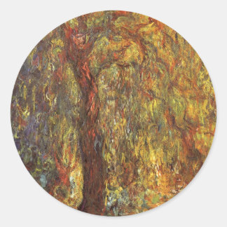 Weeping Willow by Claude Monet, Vintage Fine Art Classic Round Sticker