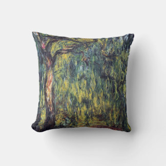 Weeping Willow by Claude Monet, Vintage Fine Art Cushion