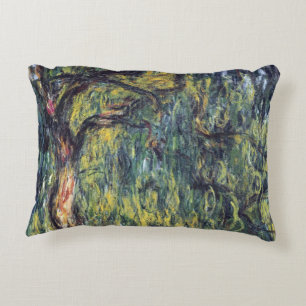Weeping Willow by Claude Monet, Vintage Fine Art Decorative Cushion