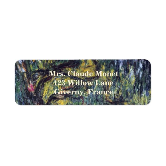 Weeping Willow by Claude Monet, Vintage Fine Art Return Address Label