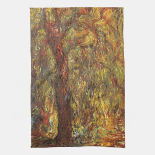 Weeping Willow by Claude Monet, Vintage Fine Art Tea Towel
