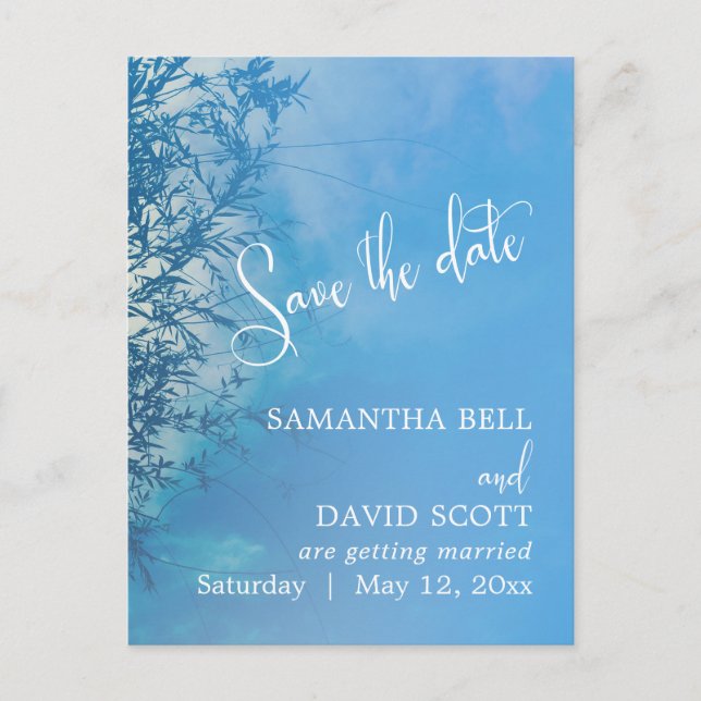 Weeping Willow Ethereal Dreamy Sky Save the Date Announcement Postcard (Front)
