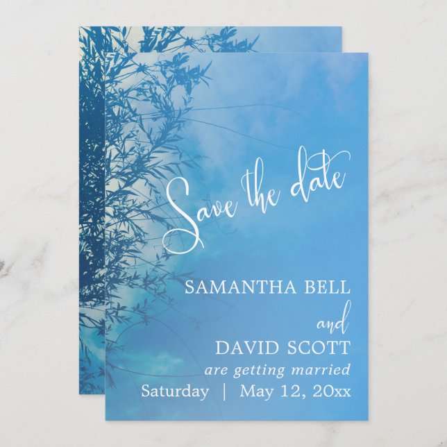 Weeping Willow Ethereal Dreamy Sky Save the Date Invitation (Front/Back)