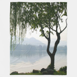 Weeping Willow Mountain View Fleece Blanket