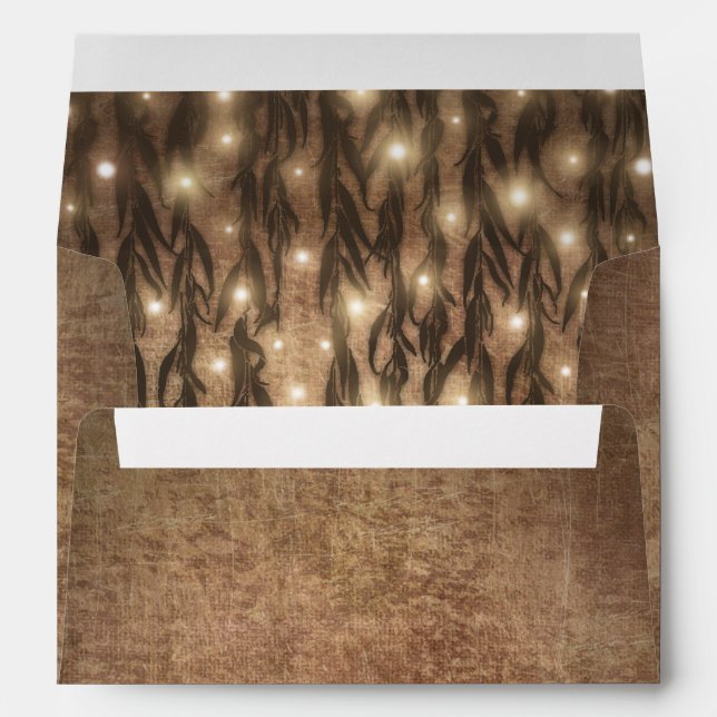 Weeping Willow Tree Branches Vintage Wedding Envelope (Back (Bottom))
