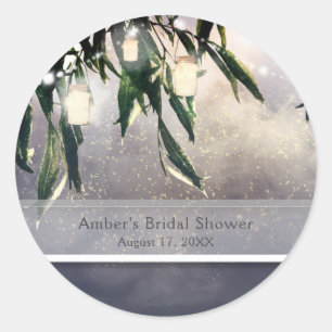 Weeping Willow Tree & Mason Jar Lights Party Favou Classic Round Sticker