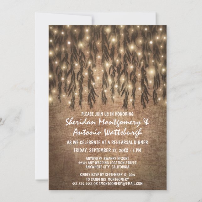 Weeping Willow Tree Rehearsal Dinner Invitations (Front)