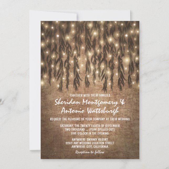 Weeping Willow Tree Vintage Wedding Invitations (Front)