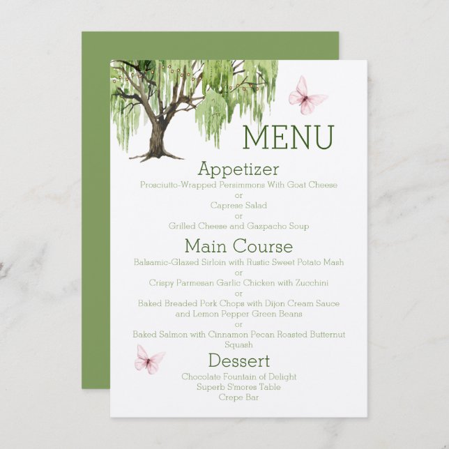 Weeping Willow Wedding Suite 4.5" x 6.25" Menu (Front/Back)