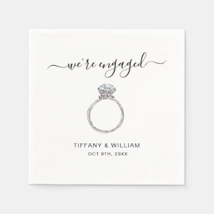 We'er Engaged Elegant Silver ring engagement party Napkin