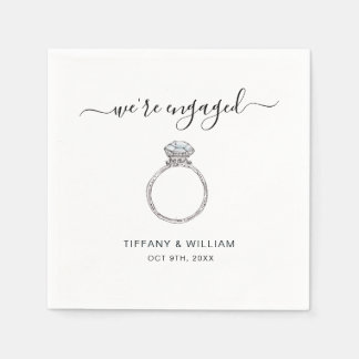 We'er Engaged Elegant Silver ring engagement party Napkin