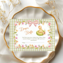 weet Pea Diaper Raffle Green Gingham Floral