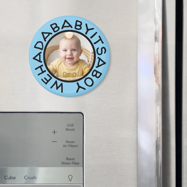 Wehadababyitsaboy funny text from old days magnet (In Situ (Fridge))