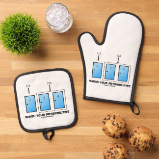 Weigh Your Probabilities Three Closed Doors Oven Mitt & Pot Holder Set
