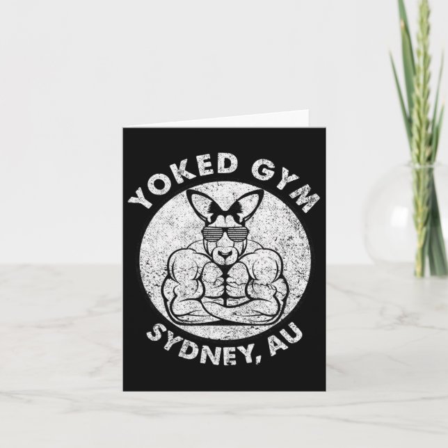 Weight Lift Yoked Gym Sydney Flex Muscle Kangaroo  Card (Front)