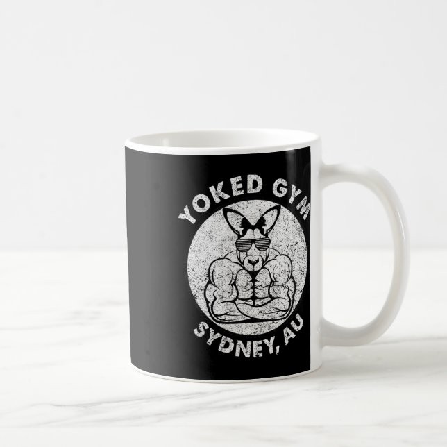 Weight Lift Yoked Gym Sydney Flex Muscle Kangaroo  Coffee Mug (Right)