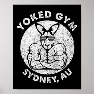 Weight Lift Yoked Gym Sydney Flex Muscle Kangaroo Poster