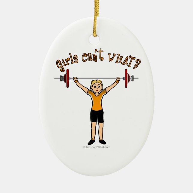 Weight Lifter (Blonde) Ceramic Tree Decoration (Front)