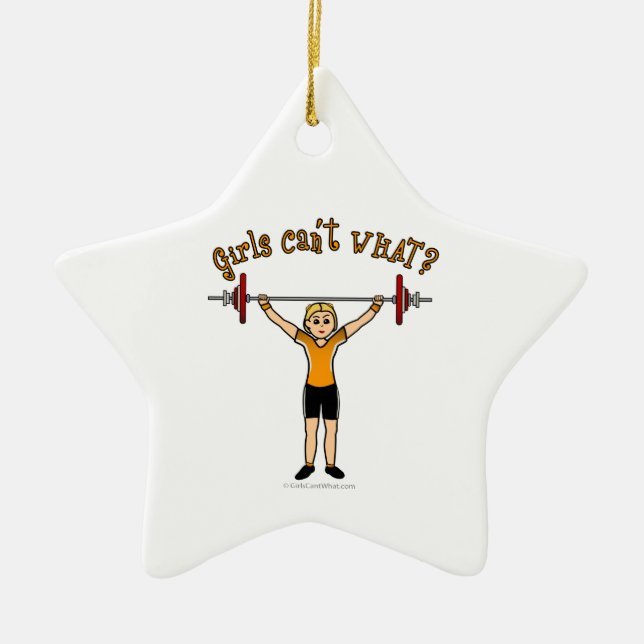 Weight Lifter (Blonde) Ceramic Tree Decoration (Front)