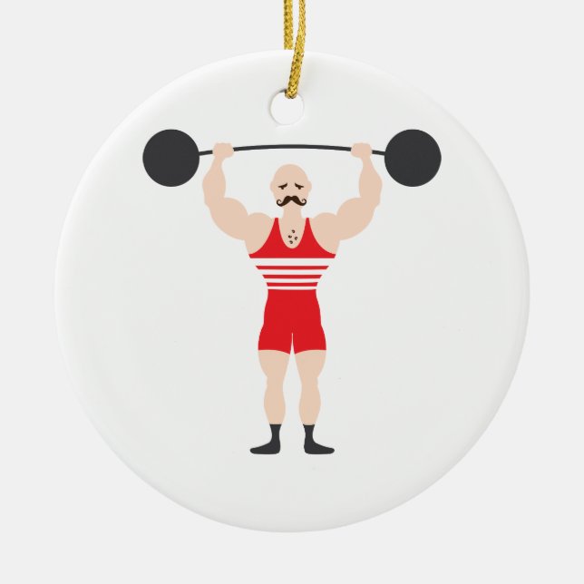 Weight Lifter Ceramic Tree Decoration (Front)