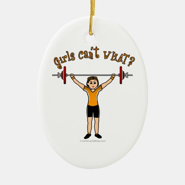 Weight Lifter (Light) Ceramic Tree Decoration (Front)